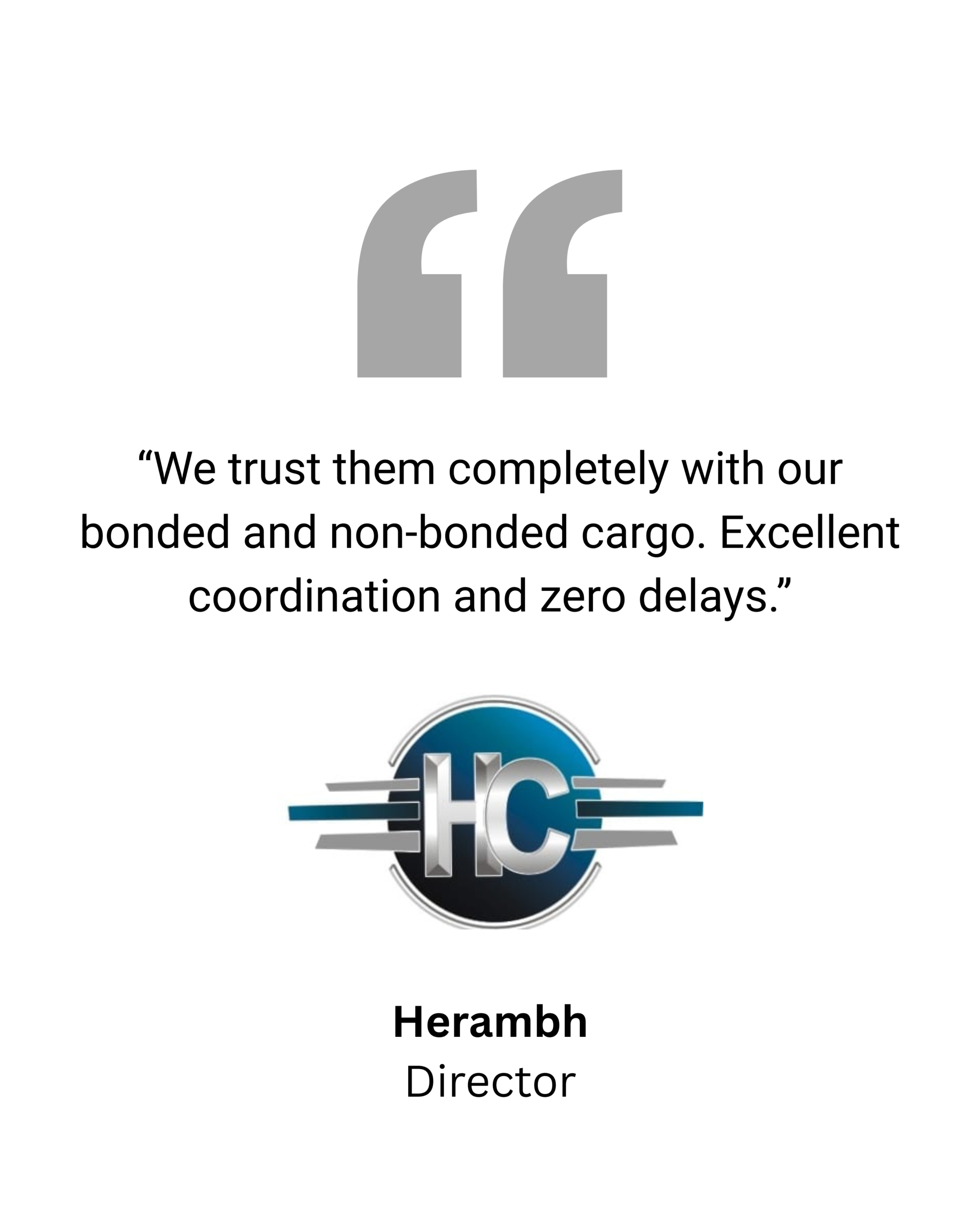 copy of “reliable, transparent, and always on time. their team handled our shipments professionally from pickup to final delivery.